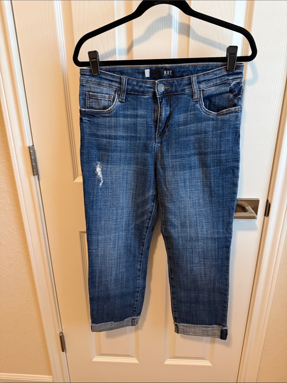 Kut from the Kloth Dark Blue Amy Cropped  Ankle Jeans